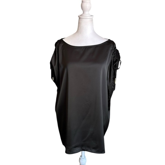Nine West Ruched Shoulder Tie Elegant Black Women's Top Size 2X NWT - Picture 3 of 17